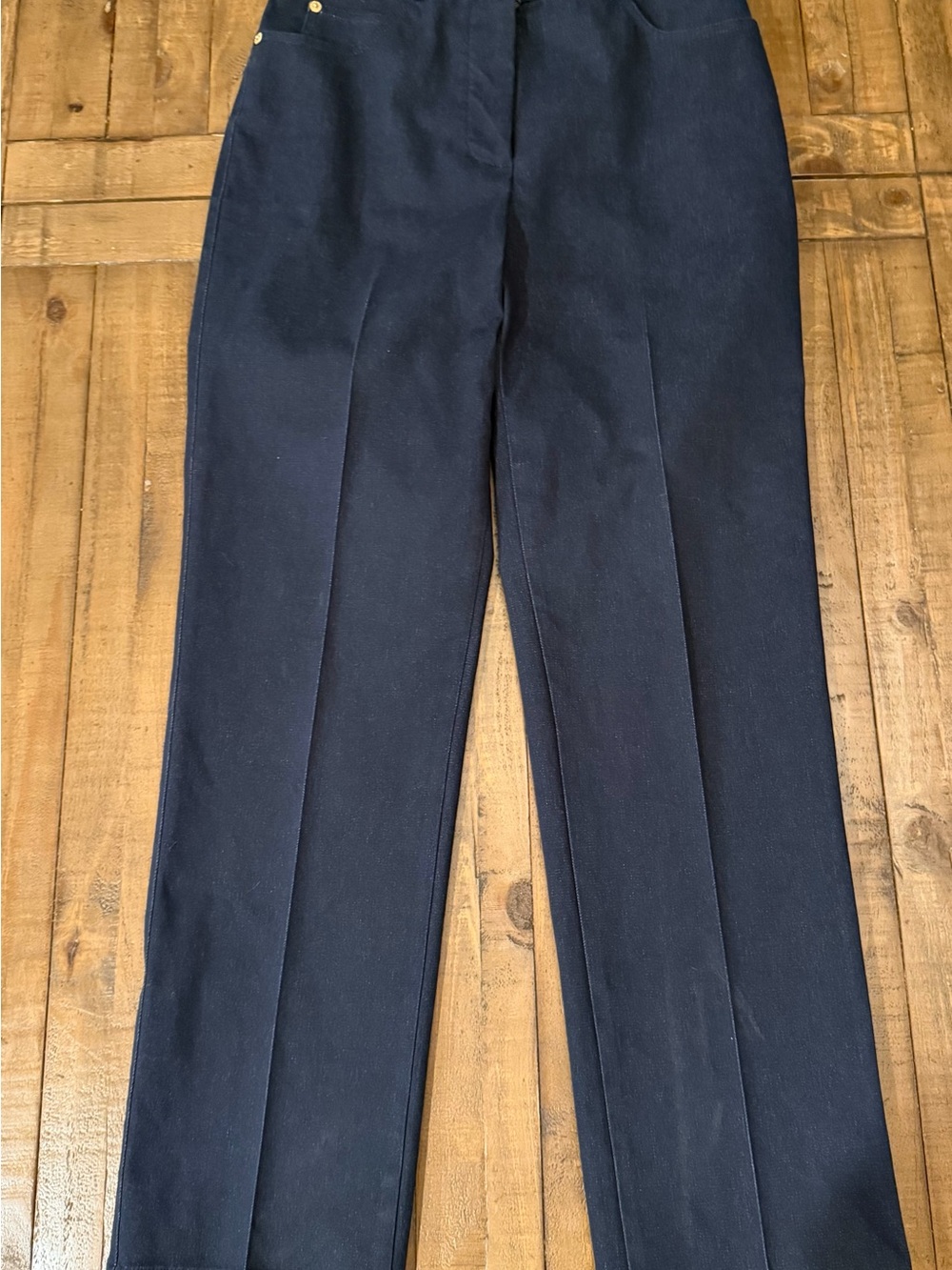 High-Rise Navy Straight Leg Jeans